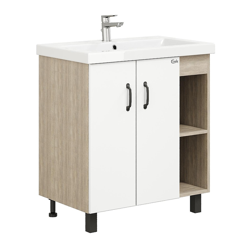 Тумба под раковину Onika Тимбер 70 107056 цвет Дуб сонома Белый матовый