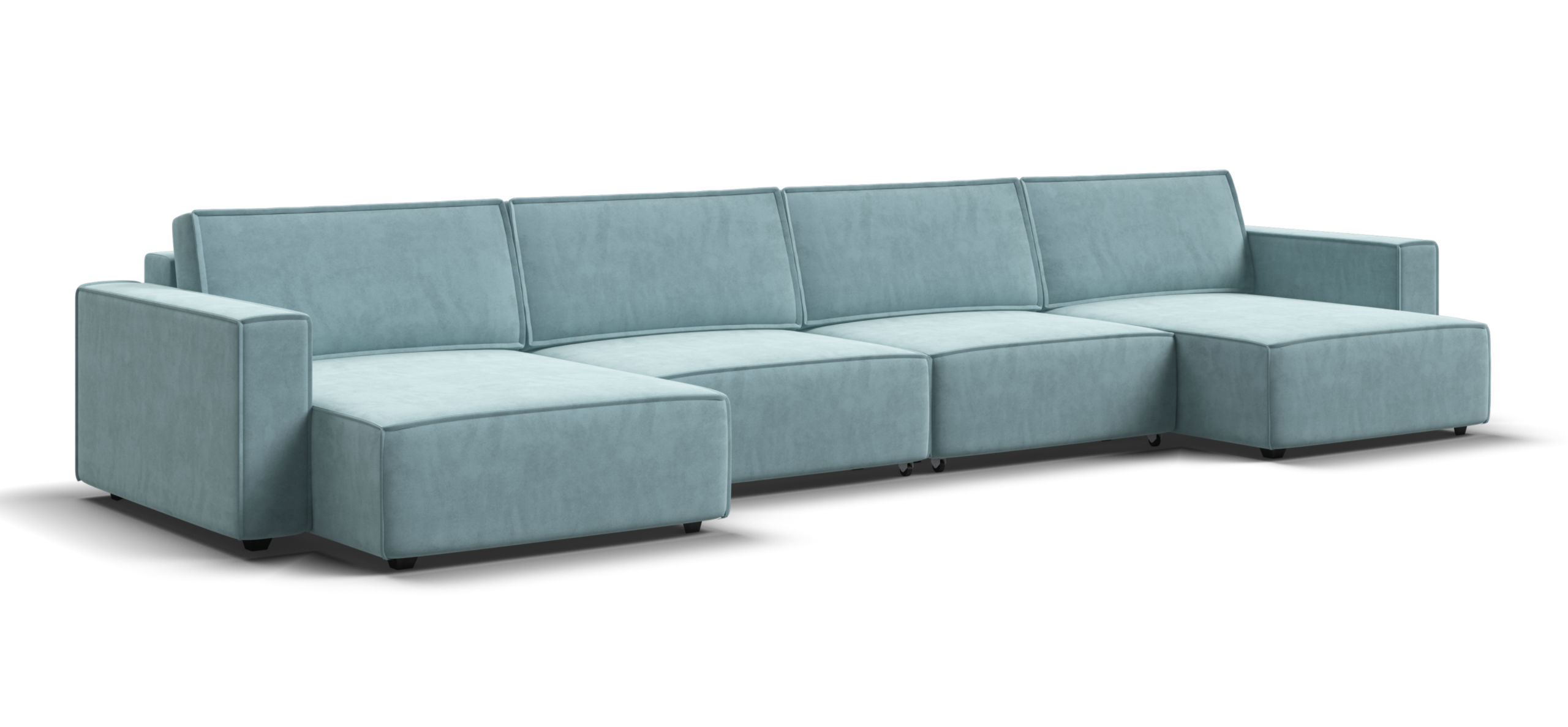 П-образный диван Босс Софт Модуль Велюр Монолит аква