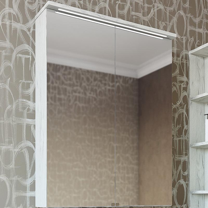 Зеркальный шкаф Sanflor Чикаго 65 С000005817 с подсветкой Дуб крафт белый