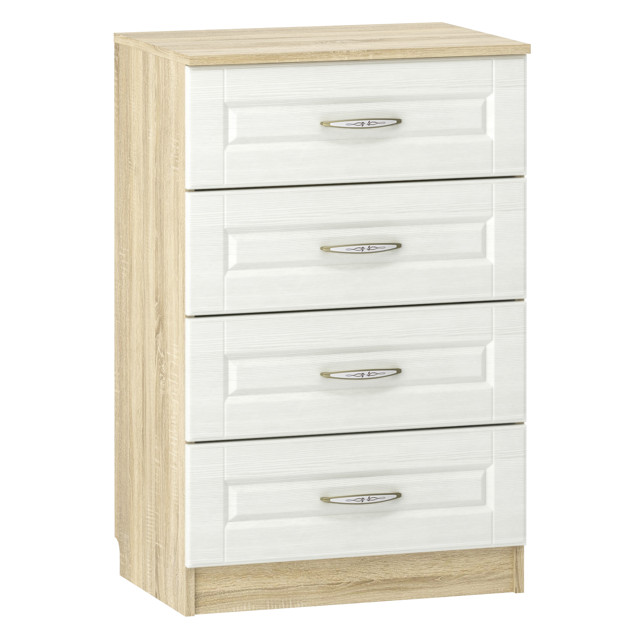 комод ОЛИВИЯ 602х420х928мм белое дерево/дуб сонома