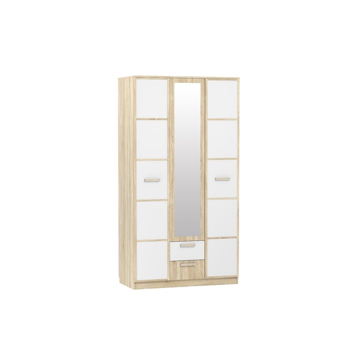 Шкаф трёхстворчатый «Фанк», 2 ящика, 1202×574×2256 мм, цвет белый/дуб сонома