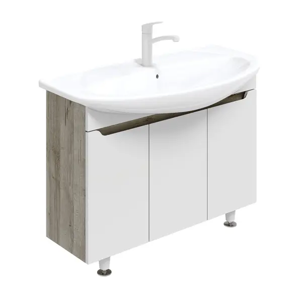 Тумба под раковину напольная Рондо 105 см МДФ эмаль цвет белый/дуб