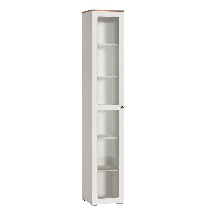 Пенал – витрина «Остин 16.394.03», 400×418×2298 мм, цвет белый шагрень/дуб золотой