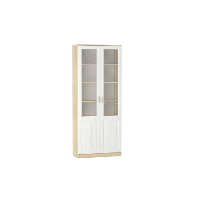 Шкаф – витрина «Оливия», 902×384×2198 мм, цвет белое дерево/дуб сонома