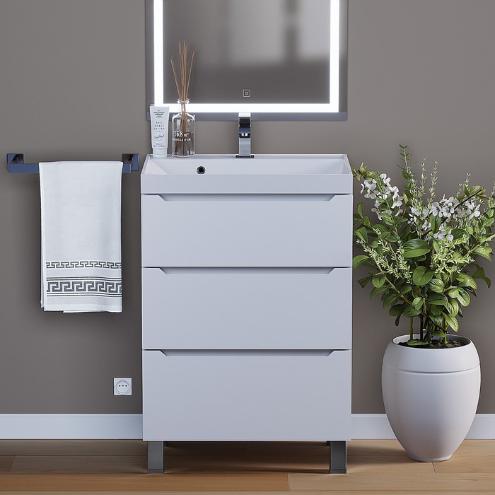 Тумба напольная Uperwood, под раковину Uperwood Tanos 60, 3 ящика, цвет белый