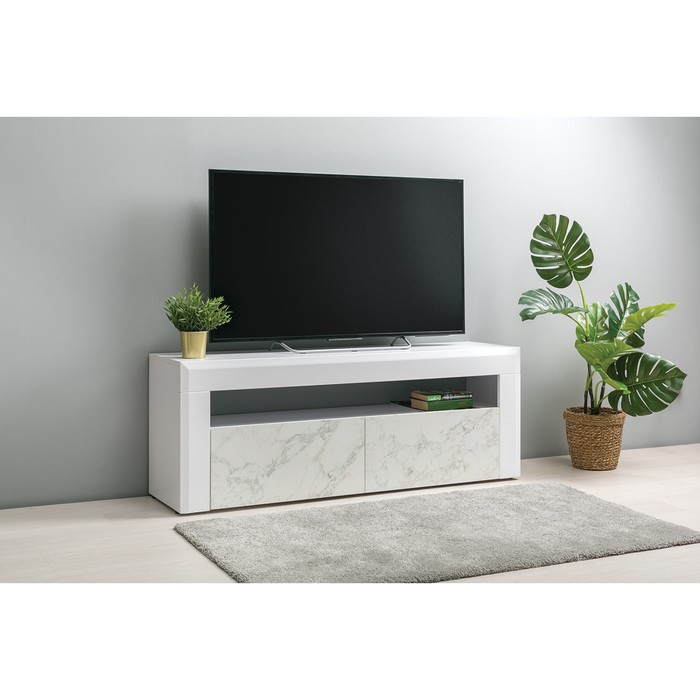 Тумба под ТВ «Пьер 13.264», 1395×362×517 мм, цвет белый / сабия / белый глянец