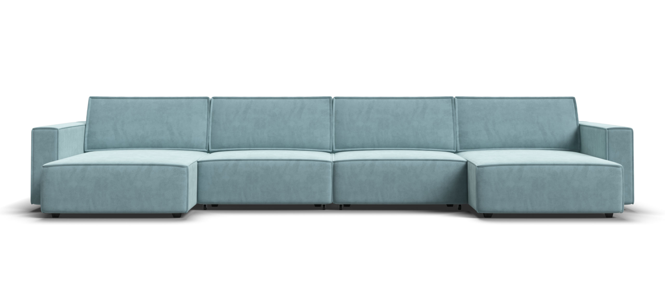 П-образный диван Босс Софт Модуль Велюр Монолит аква