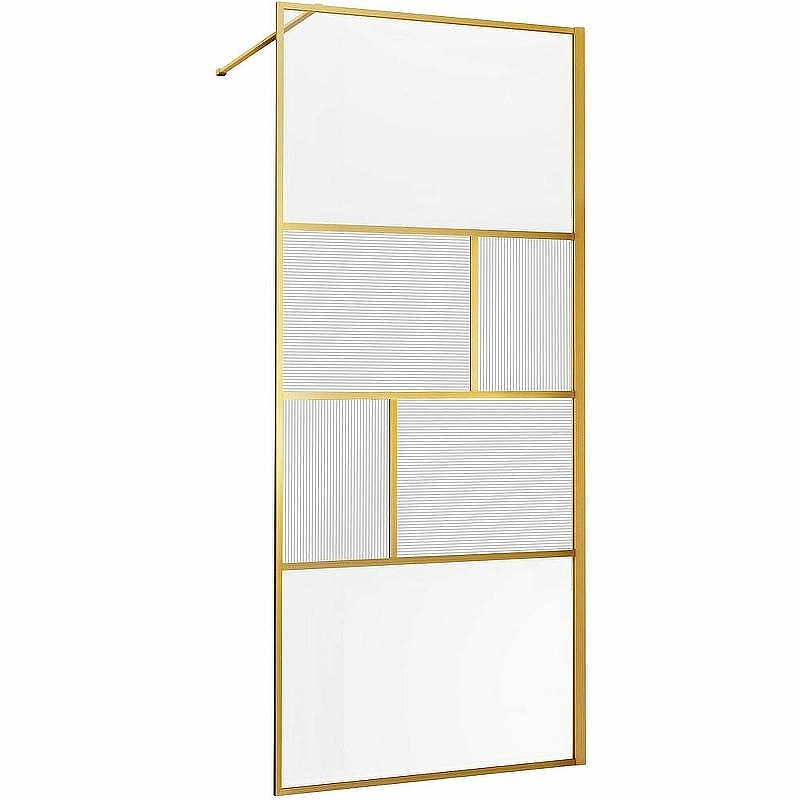 Душевая перегородка Vincea Walk-In 120 VSW-1HC120CFBG профиль Брашированное золото стекло прозрачное/рифленое