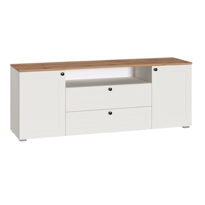 Тумба под ТВ «Остин 16.47», 1600×419×608 мм, цвет белый шагрень/дуб золотой