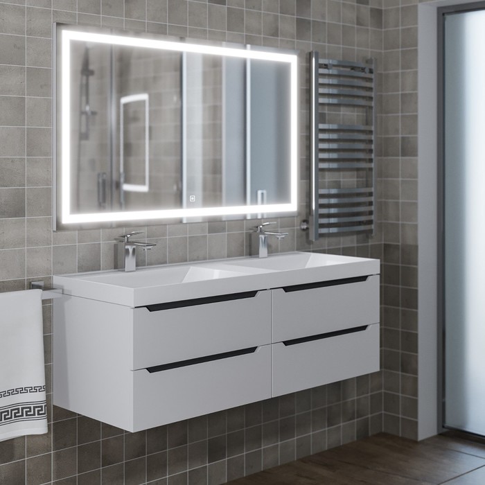 Тумба подвесная Uperwood, под раковину Uperwood Tanos 120, цвет белый/графит