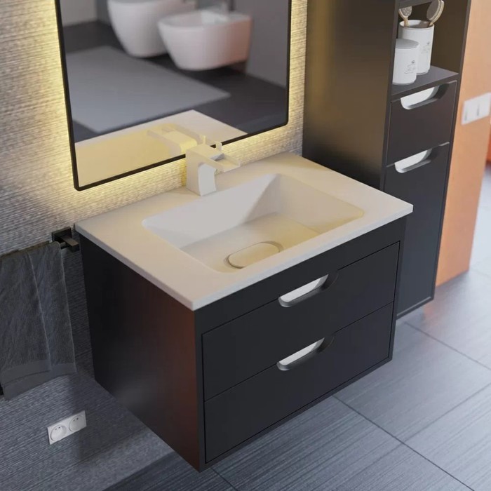 Тумба подвесная Uperwood, под раковину Uperwood Modul 65, цвет чёрный матовый