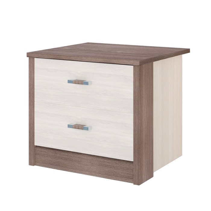 Тумба прикроватная «Николь», 466×420×416 мм, 2 ящика, цвет ясень шимо светлый / тёмный