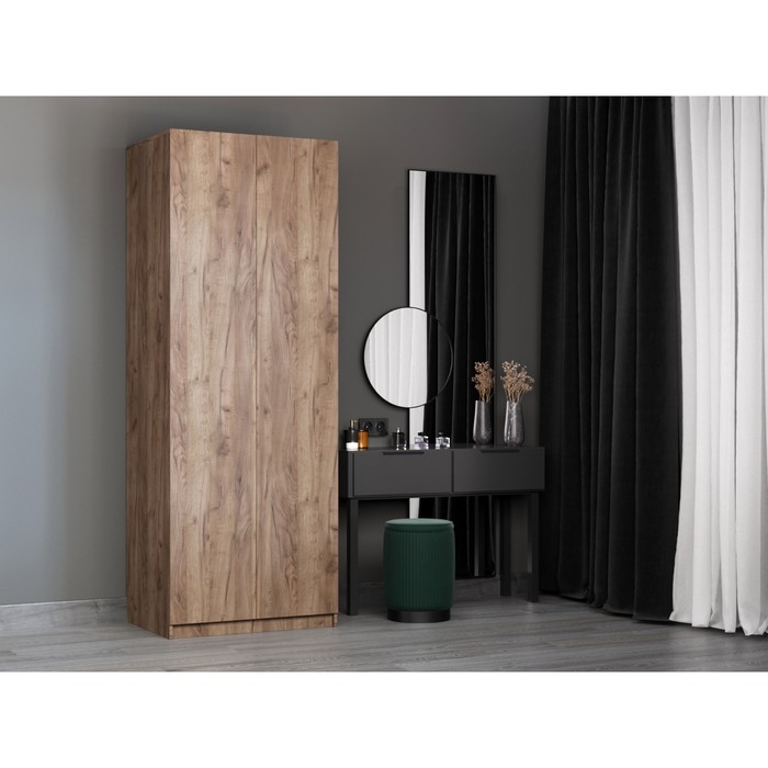 Шкаф прямой «Локер», 800×530×2200 мм, push to move, правый, штанга, цвет дуб табачный