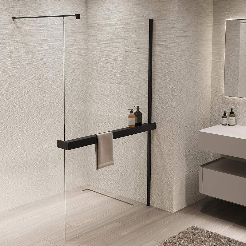 Душевая перегородка Vincea Walk in 90 VSW-1HR900CLB профиль цвет Черный стекло прозрачное