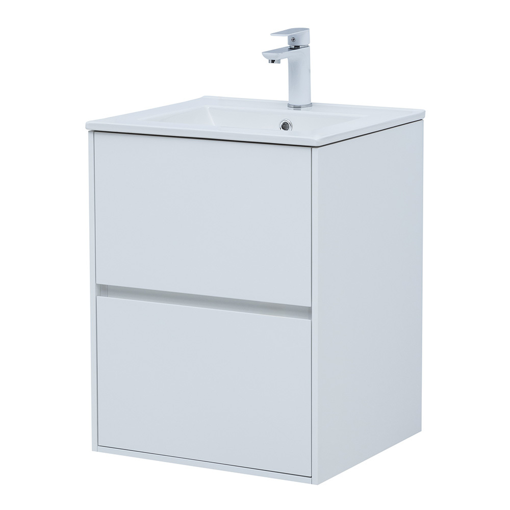 Тумба под раковину Lavelly Cube 50 см подвесная белый глянец (00316622)