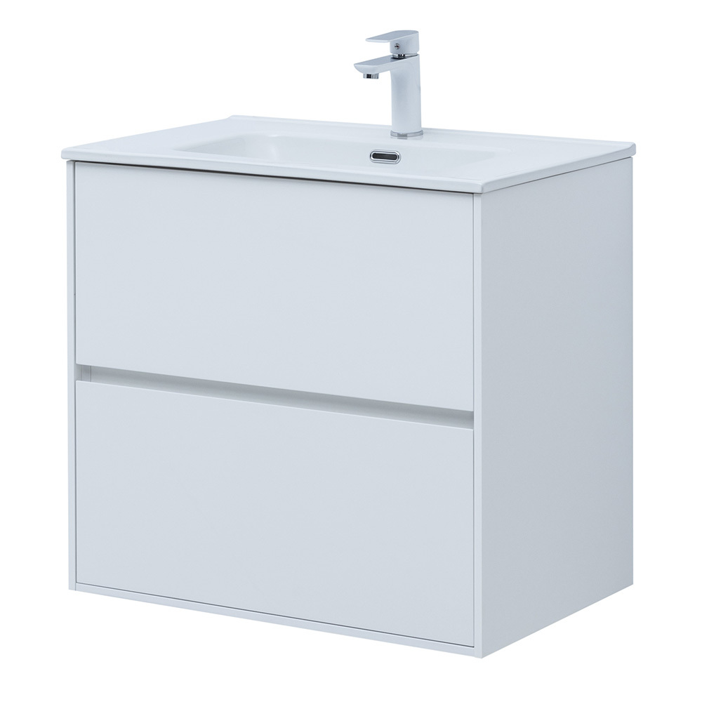 Тумба под раковину Lavelly Cube 71 см подвесная белый глянец (00316624)