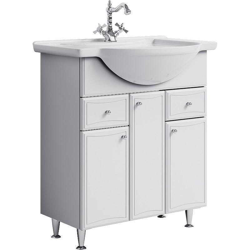 Тумба под раковину Aqwella Барселона 85 BA0108K с бельевой корзиной Белый