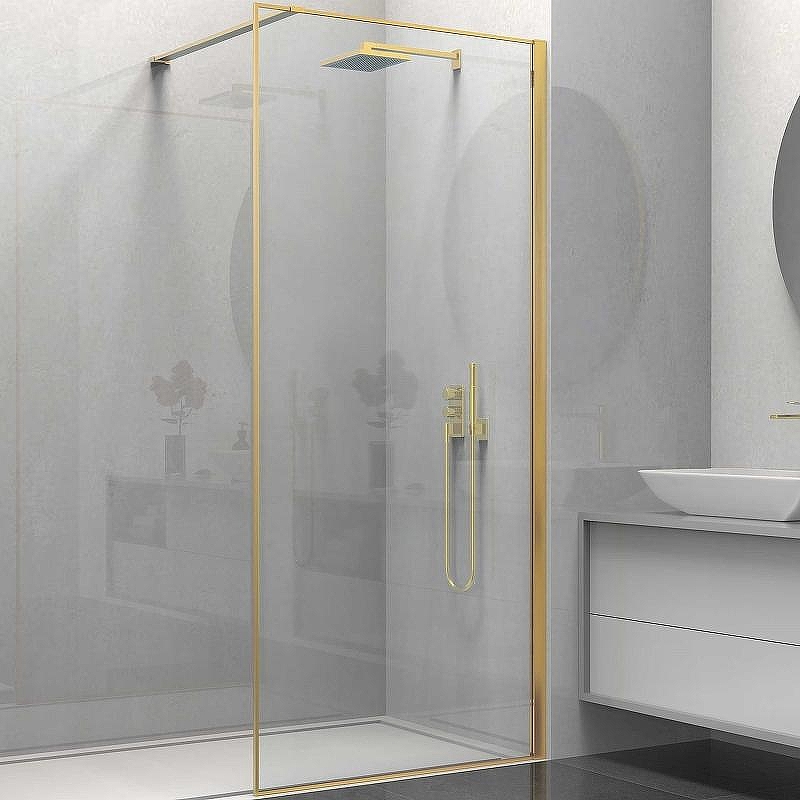 Душевая перегородка Vincea Walk-In 90 VSW-1HS900CLG профиль Брашированное золото прозрачное