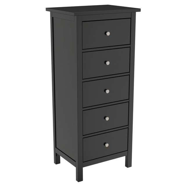 комод Кантри 5 ящиков 580x440x1310мм черный сосна