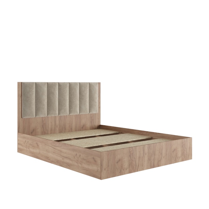 Кровать двуспальная «Ева», с мягким изголовьем, с основанием, 1600×2000 мм, цвет крафт табачный/кашемир