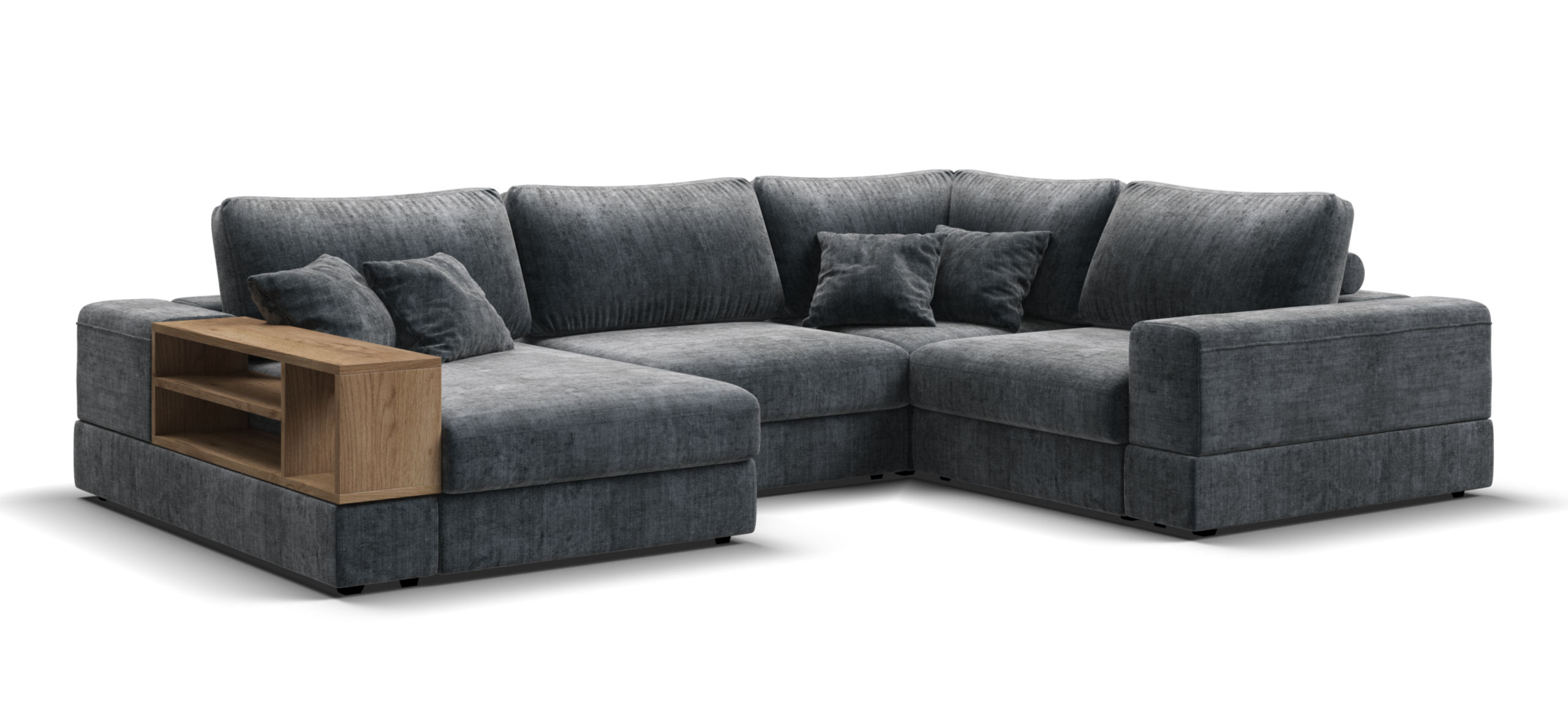 П-образный диван-кровать Босс Модуль Шенилл Глосс карбон