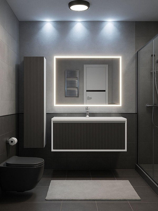 Тумба под раковину Uperwood Next Premium 100 3930205158 подвесная цвет Белый матовый Графит матовый