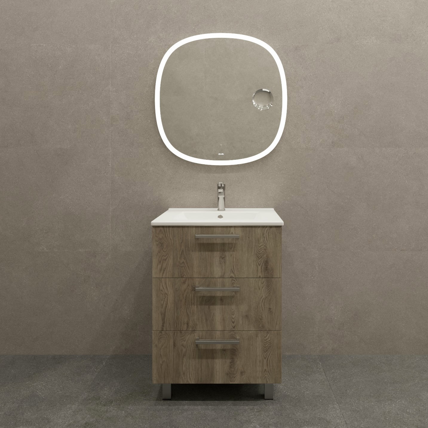 Тумба под накладную раковину Мадрид 59.5x45.7 раковина Sanita Luxe Квадро шкаф-пенал цвет корпуса бежевый