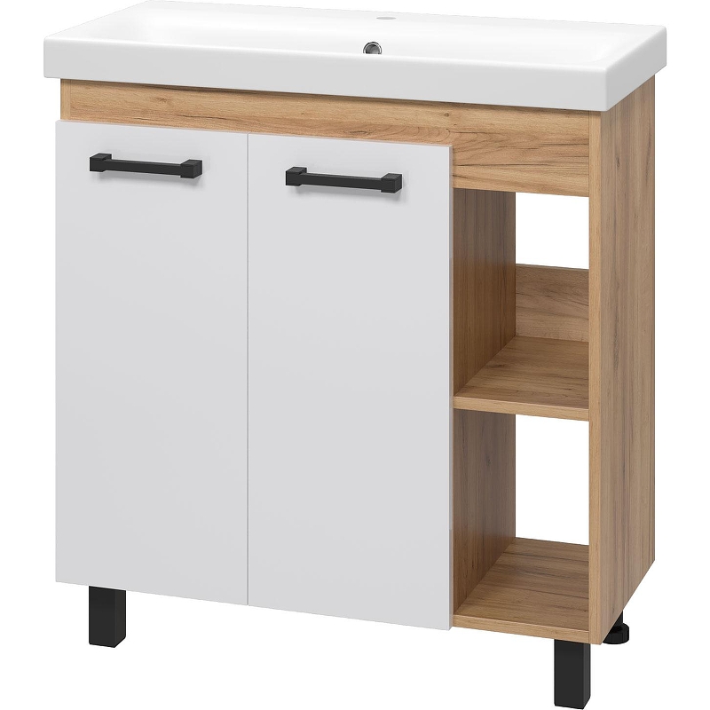 Тумба с раковиной Misty Крафт 80 УТ000013344 Белая Дуб Крафт золотой