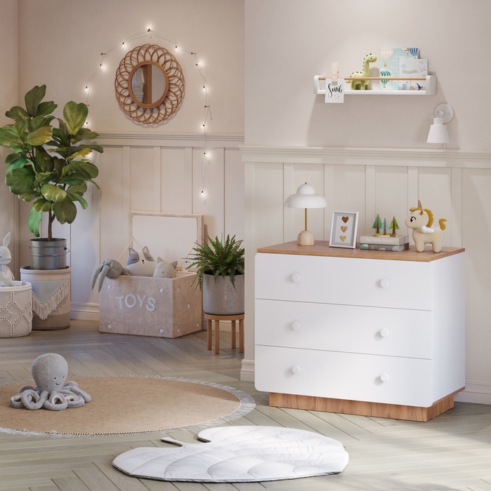 Комод Polini kids Ameli 3000, белый-дуб крафт золотой
