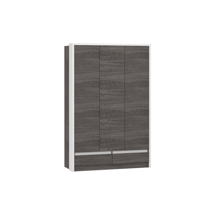 Шкаф трёхстворчатый Virginia, с ящиками, 1396×630×2144 мм, цвет белый скандинавский/ясень анкор тёмный