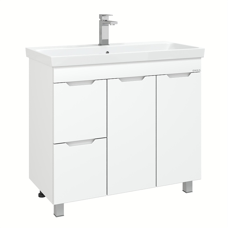 Тумба под раковину Onika Айленд 90 109030 с бельевой корзиной цвет Белый