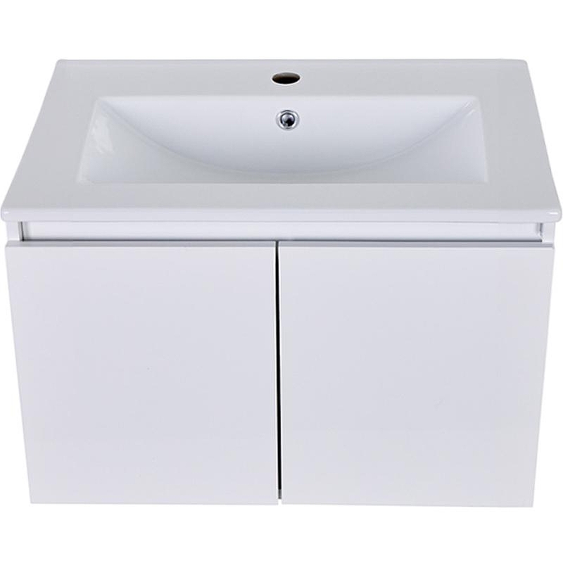 Тумба с раковиной Orange Квадро 60 KV-60TUW+Ra подвесная Белый глянец