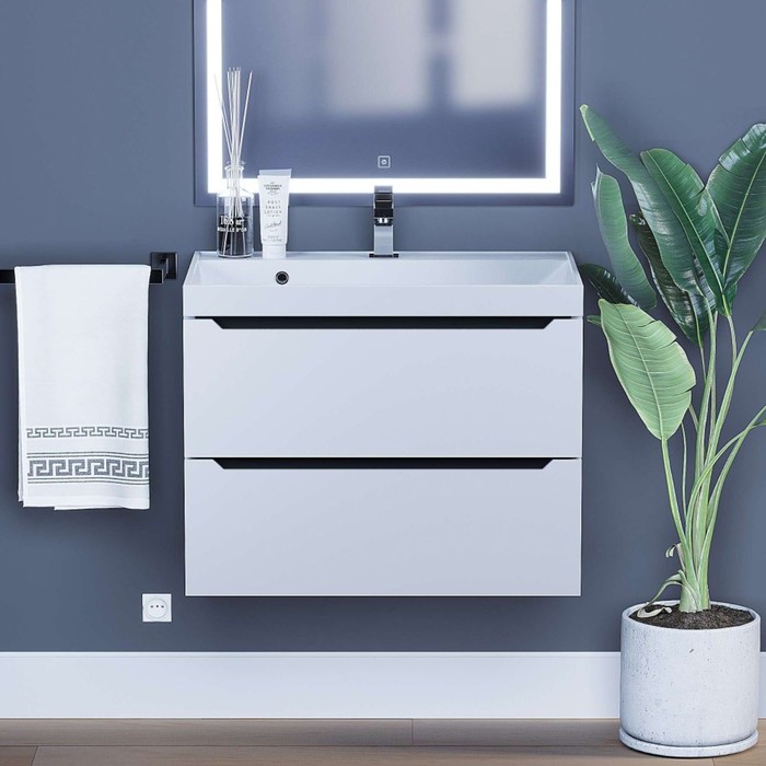 Тумба подвесная Uperwood, под раковину Uperwood Tanos, 70, цвет белый/графит