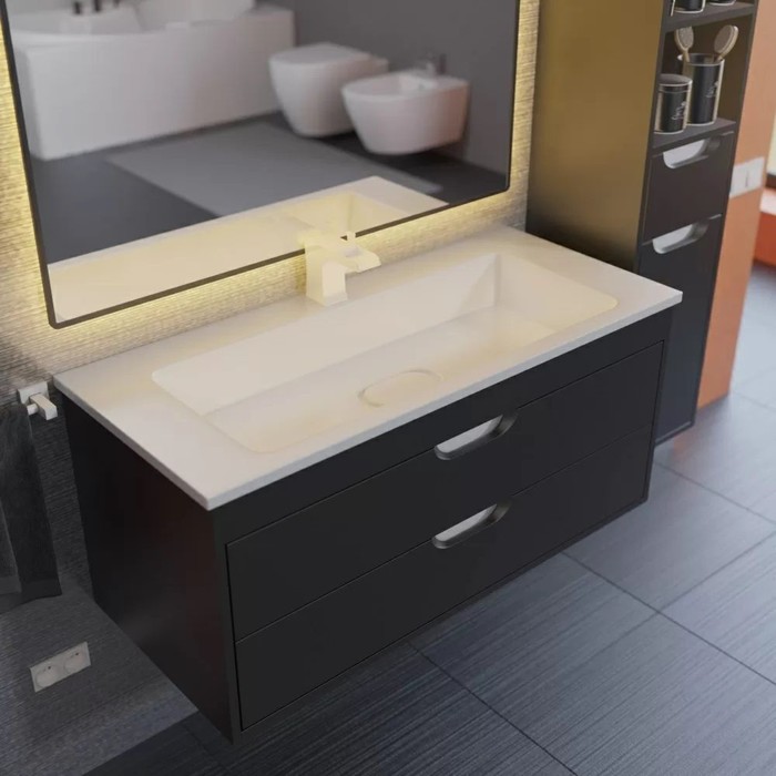 Тумба подвесная Uperwood, под раковину Uperwood Modul 100, цвет чёрный матовый