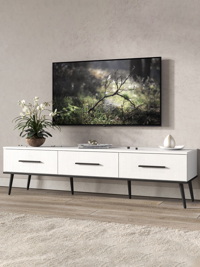 Тумба под ТВ «Мишель», 1652×450×440 мм, цвет белый текстурный