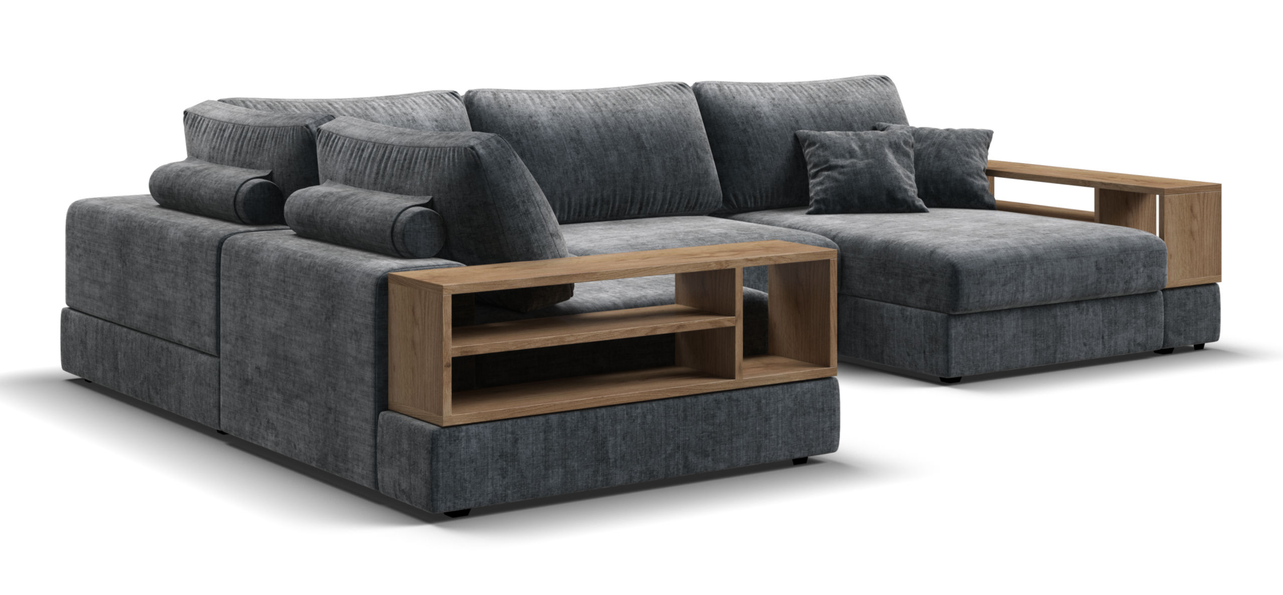 П-образный диван-кровать Босс Модуль Шенилл Глосс карбон