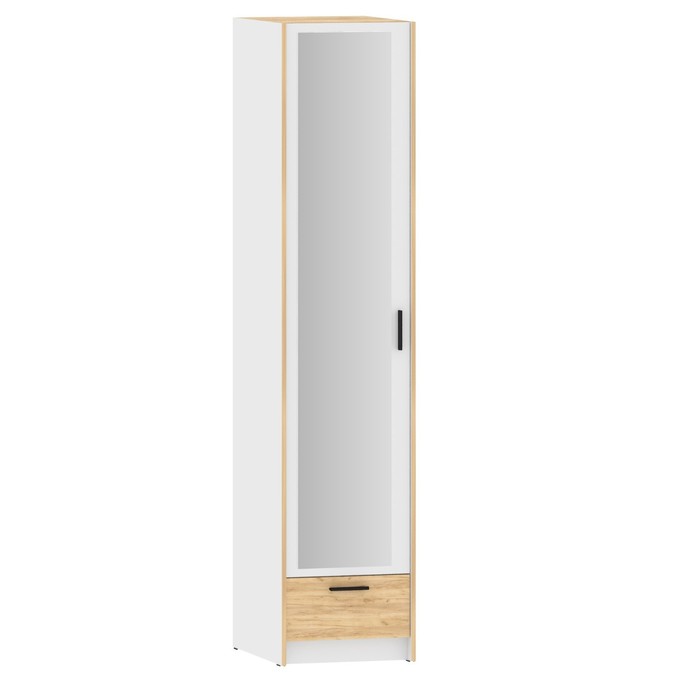 Шкаф – пенал «Оттавия 011.20», с зеркалом, 482×590×2204 мм, цвет белый фасадный/дуб крафт золотой
