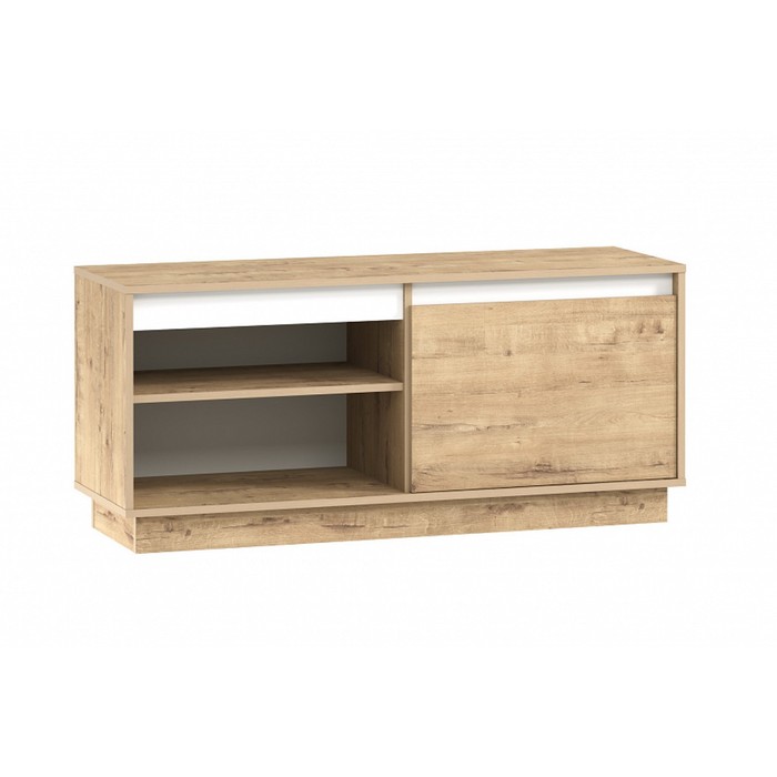 Тумба под ТВ Virginia НМ 011.28, 1242×400×554, цвет белый скандинавский / дуб бунратти