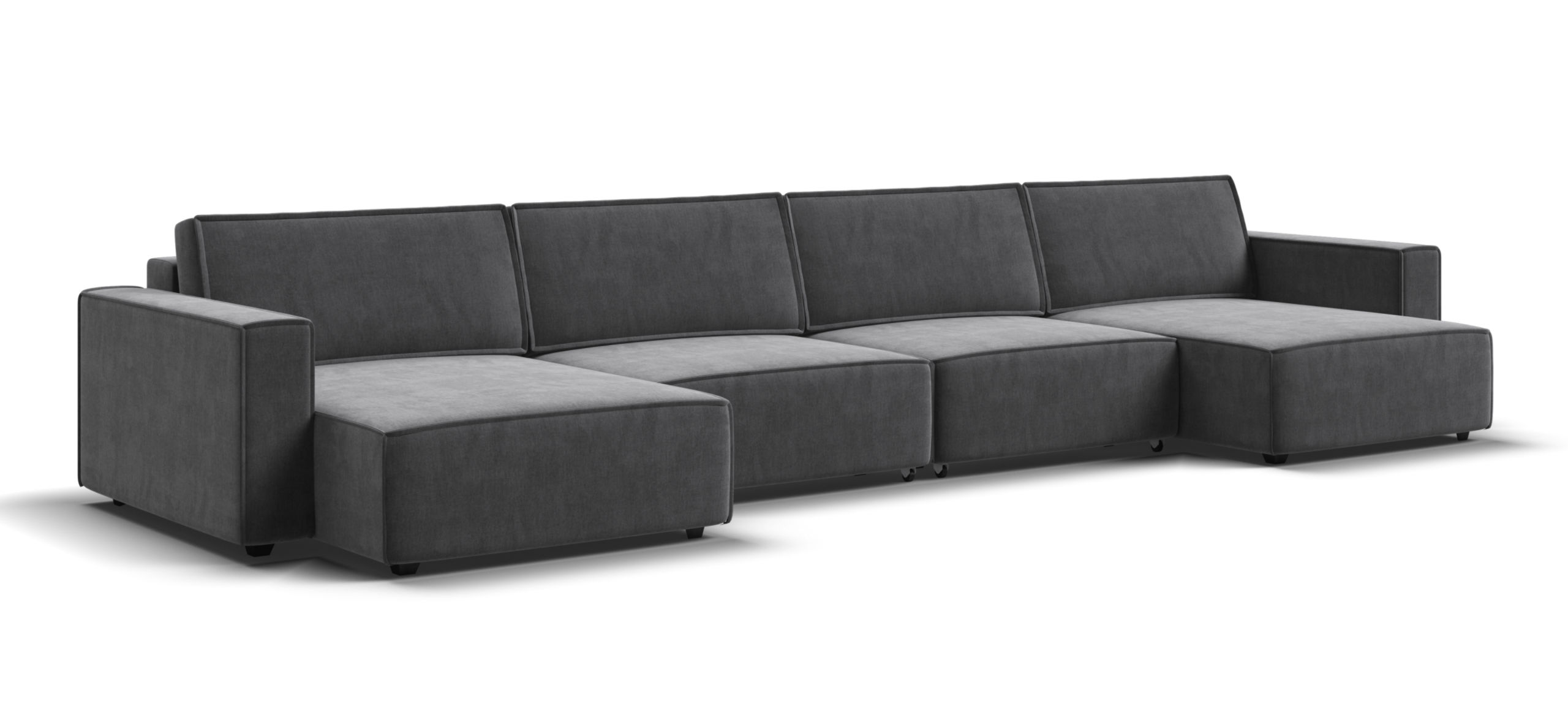 П-образный диван Босс Софт Модуль Велюр Монолит серый