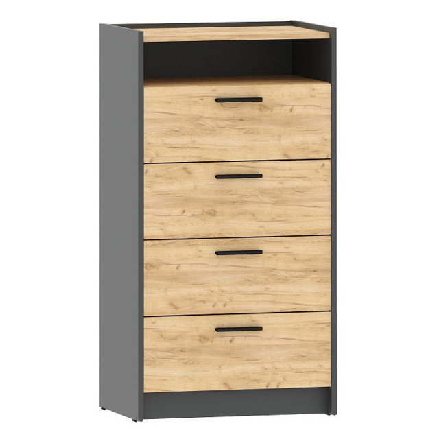 комод Оттавия 600х400х1124мм антрацит/дуб крафт золотой