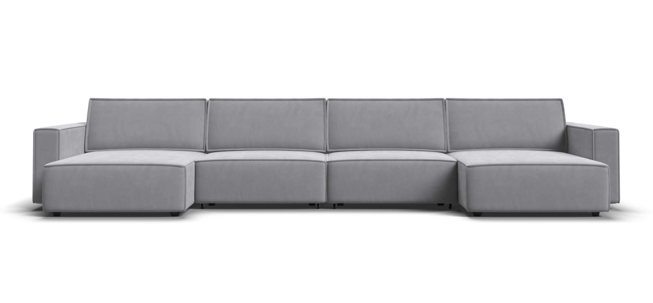 П-образный диван Босс Софт Модуль Велюр Монолит сталь