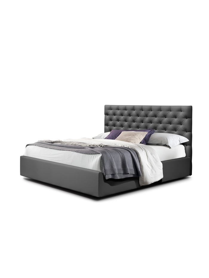 Кровать двуспальная «Фрейм КАРЕТНАЯ СТЯЖКА», спальное место 1600×2000 мм, ткань вивальди 34, цвет графит