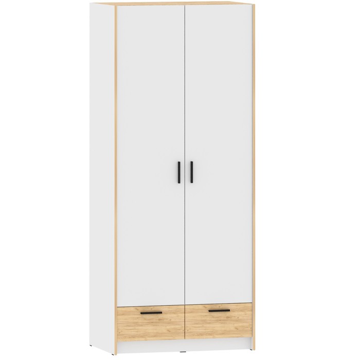 Шкаф двухстворчатый для одежды «Оттавия 011.80», 932×590×2204 мм, цвет белый фасадный/дуб крафт золотой