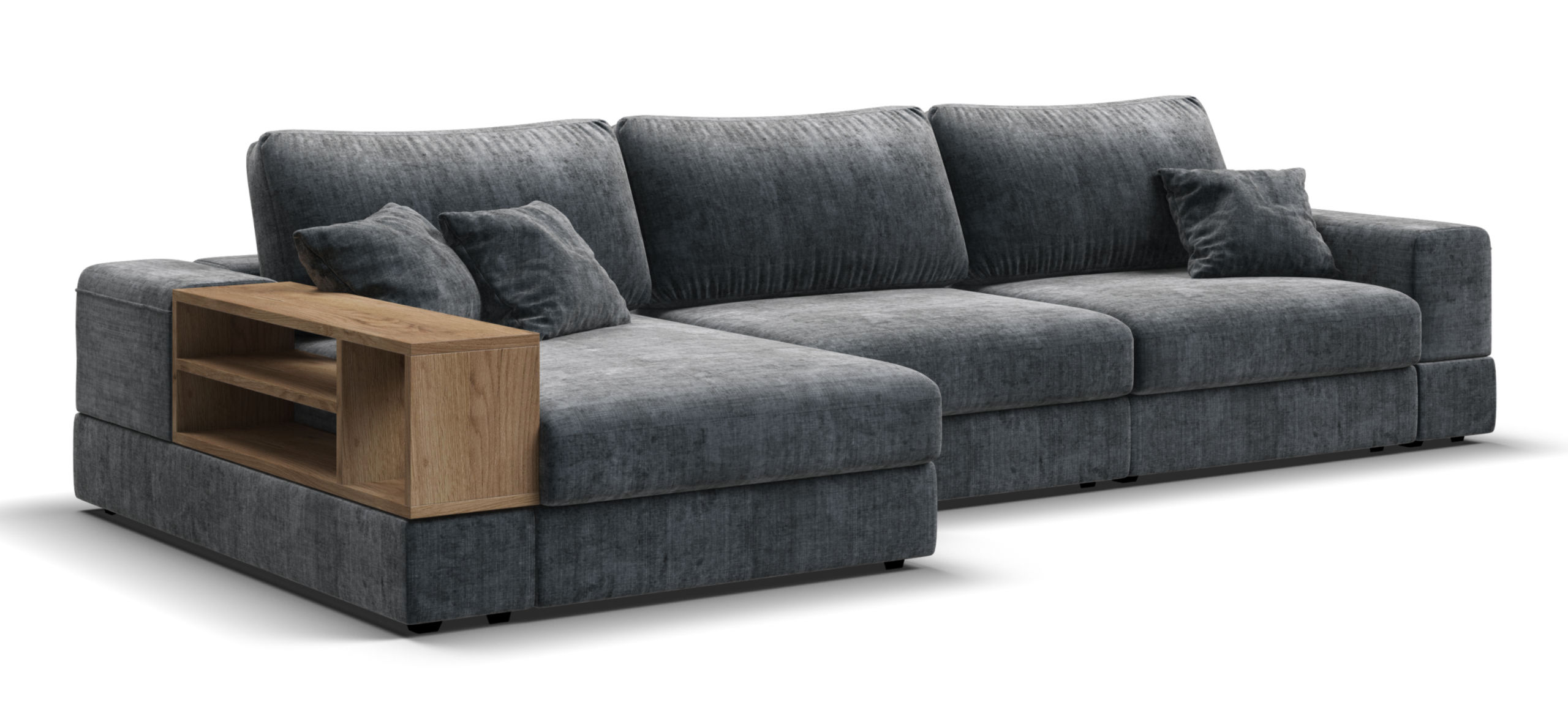 Угловой диван-кровать Босс Модуль ХЛ Шенилл Глосс карбон