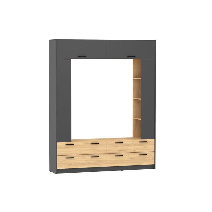 Шкаф комбинированный «Оттавия», 1770×400×2200 мм, цвет антрацит/дуб крафт золотой