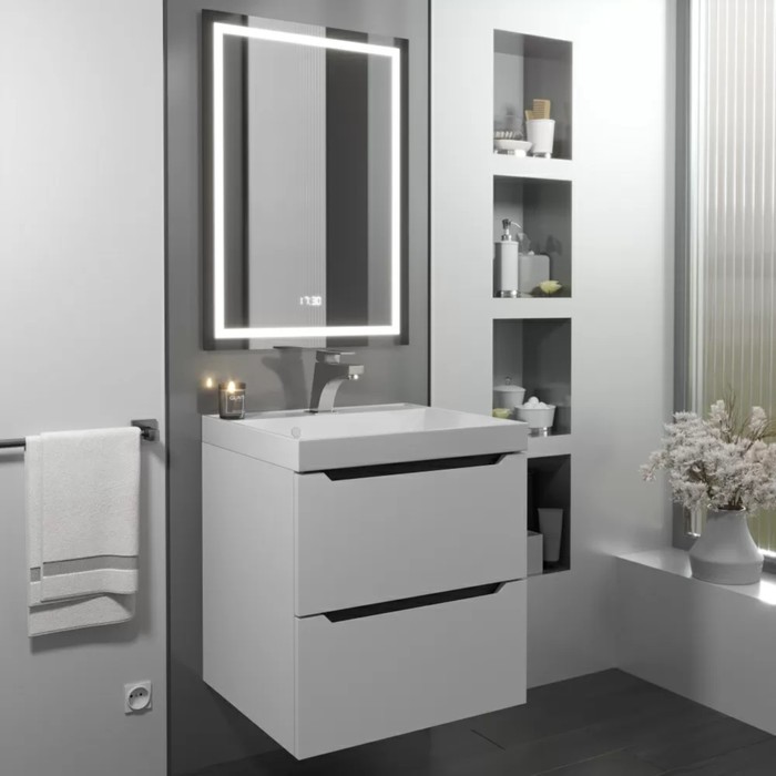 Тумба подвесная Uperwood, под раковину Uperwood Tanos 50, цвет белый/графит