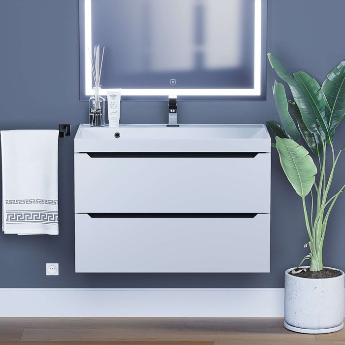 Тумба подвесная Uperwood, под раковину Uperwood Tanos, 80, цвет белый/графит