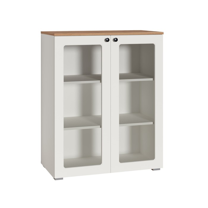 Тумба – витрина «Остин 16.394.01», 800×419×993 мм, цвет белый шагрень/дуб золотой