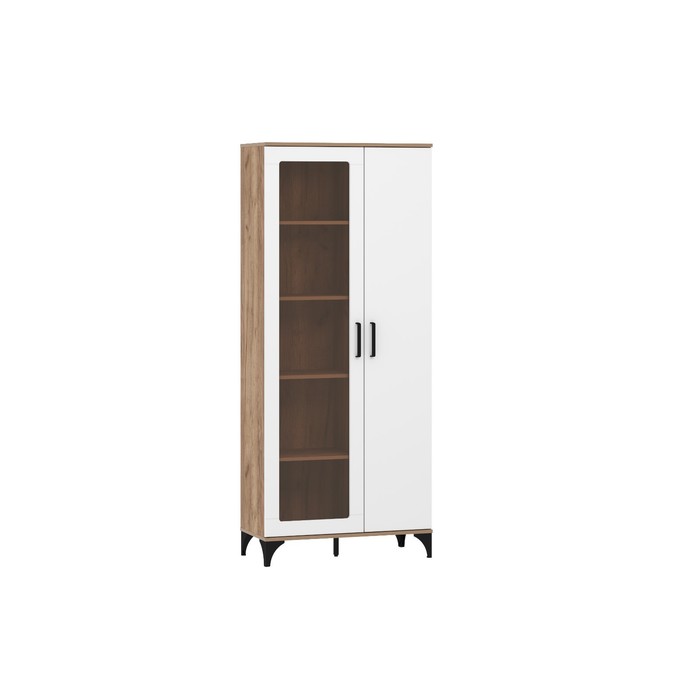 Шкаф двухстворчатый «Марсель», со стеклом, 850×400×2004 мм, цвет меренга/дуб крафт табачный