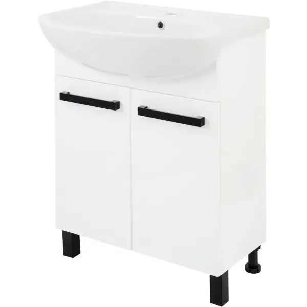 Тумба под раковину в ванную комнату Софи напольная 60 см цвет белый с раковиной Rosa Элеганс 600 мм